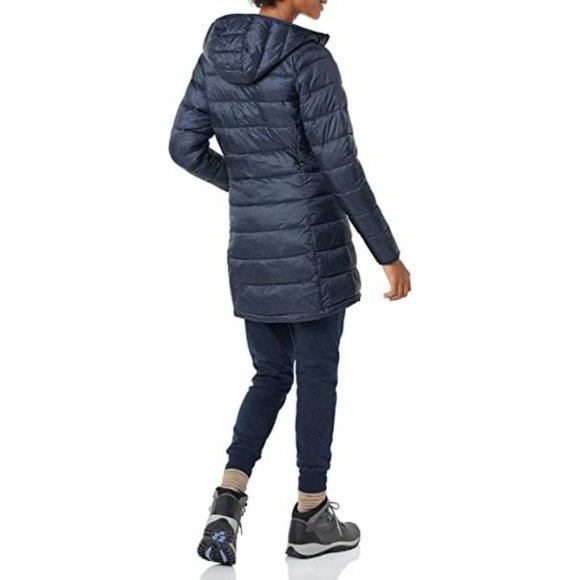 𝅺women's Lightweight Water-Resistant Hooded Puffer Coat Navy/Black, Cheetah - Picture 3 of 5